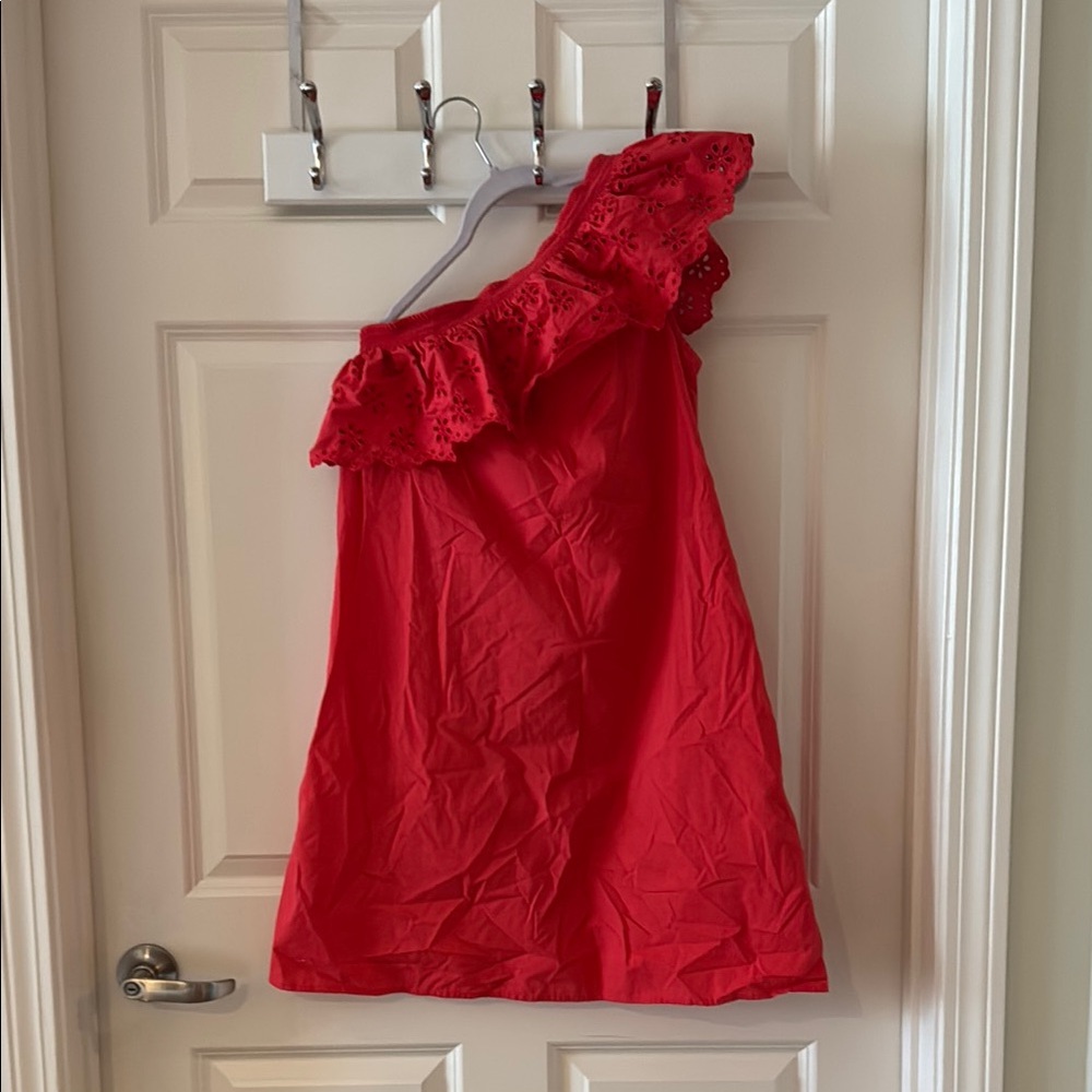 Red One-Shoulder Dress with Ruffle Detail